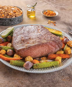 Roasted Beef in a plate with veggies from Radi Farms