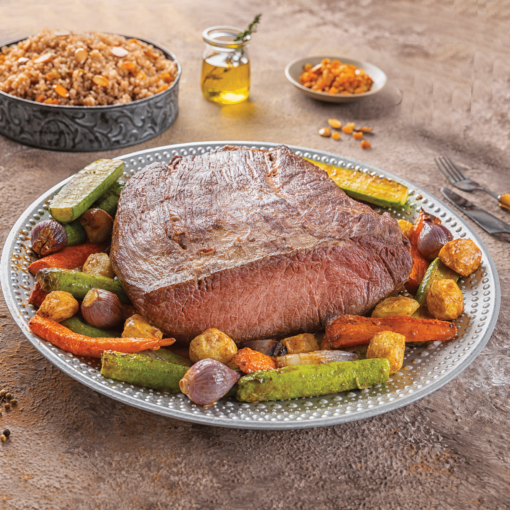 Roasted Beef in a plate with veggies from Radi Farms